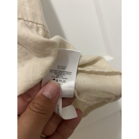 Express Beige Linen Blend Peplum crop tank top ruffle size XL Sleeveless Zip Up - Picture 3 of 5